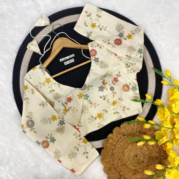 Ivory khadi embroidered blouse
