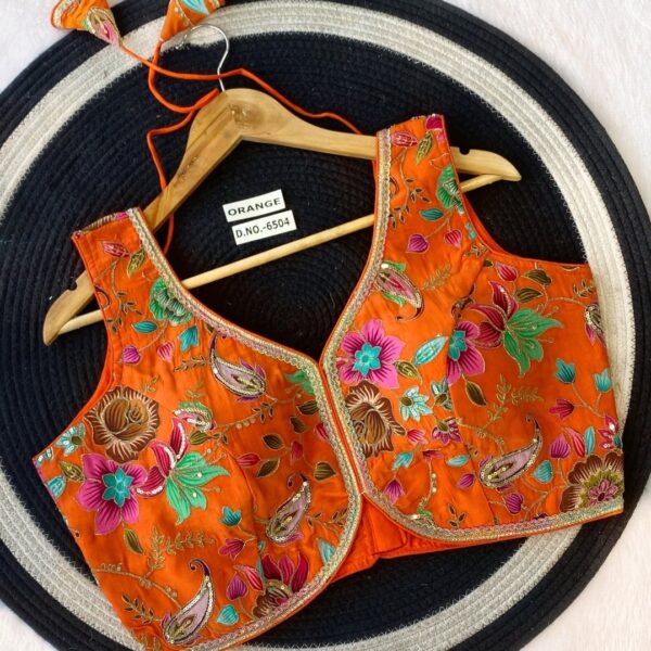 orange viscose position print blouse