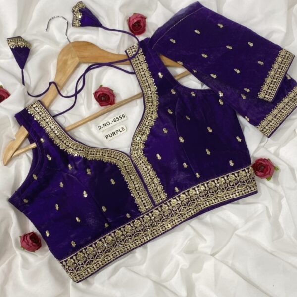 Purple embroidered silk blouse