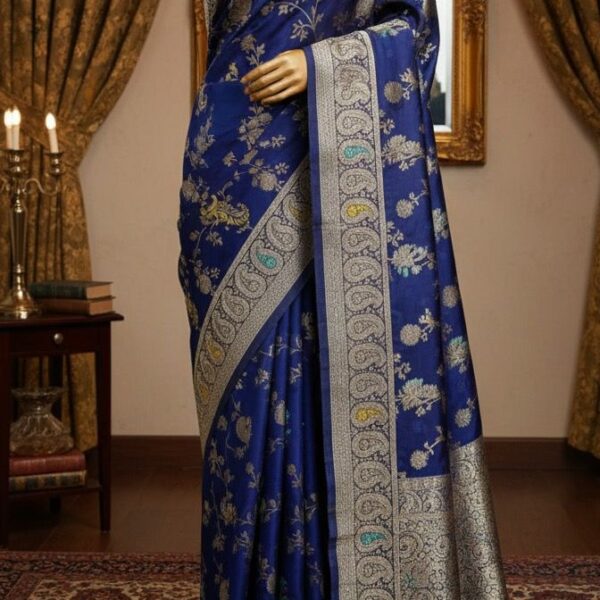 royal blue mashru silk saree